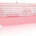 MageGee Typewriter Mechanical Gaming Keyboard, Retro Punk Pink Round Keycaps, 104 Keys LED White Backlit Wired Keyboards for Laptop MAC PC Gamer, with Magnetic Wrist Rest, Blue Switch