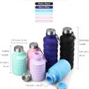 Nefeeko Collapsible Water Bottle, Reuseable BPA Free Silicone Foldable Water Bottles for Travel Gym Camping Hiking, Portable Leak Proof Sports Water Bottle with Carabiner