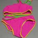 Redair Girls Swimsuit Two Piece One Shoulder Bathing Suit with Chest Pad Color Block Bikini 15-16 Years (Hot Pink)