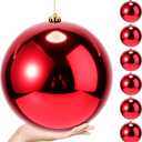 Zubebe 6 Pcs 8" Extra Large Outdoors Christmas Balls Ornaments Jumbo Oversized Christmas Tree Decorations Giant Hanging Xmas Plastic Balls Ornaments for Lawn Yard Decoration (Red)