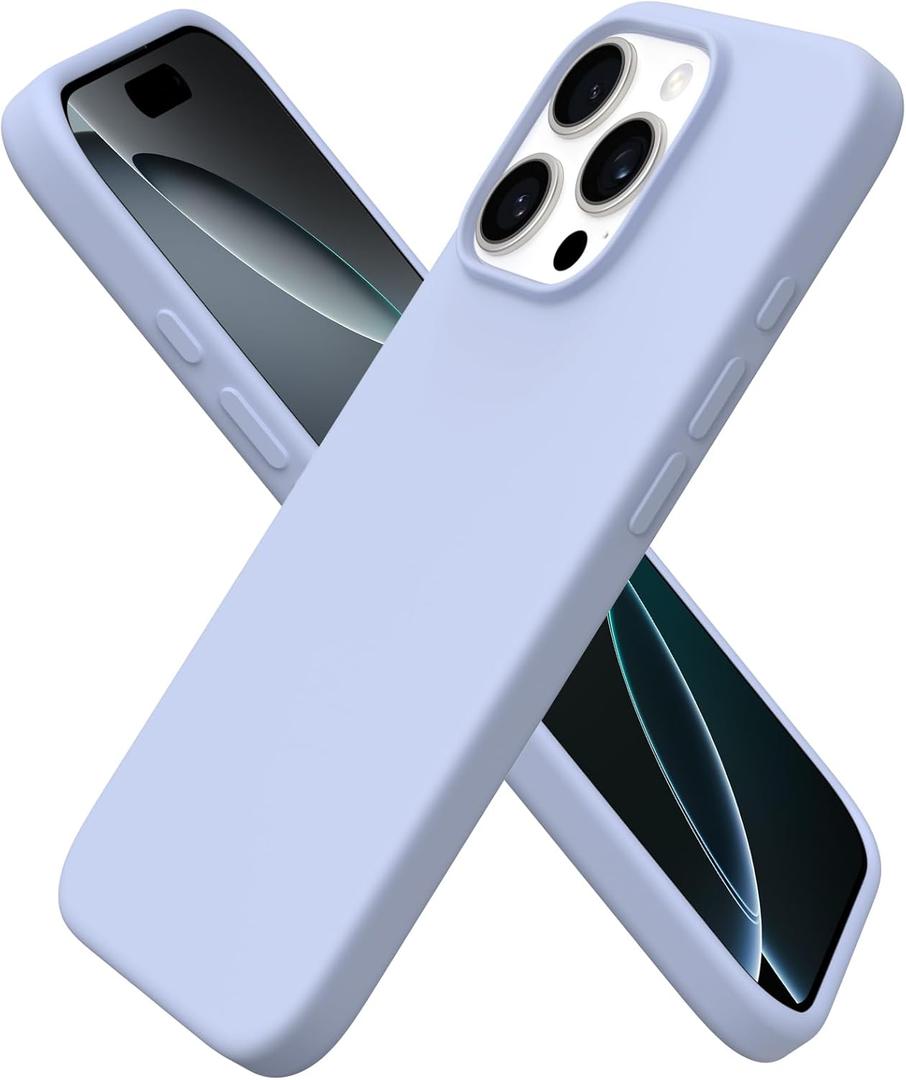 ORNARTO Compatible with iPhone 16 Pro Case 6.3", Slim Liquid Silicone 3 Layers Soft Gel Rubber Shockproof Protective Cover with Anti-Scratch Microfiber Lining-Sky Heather Color