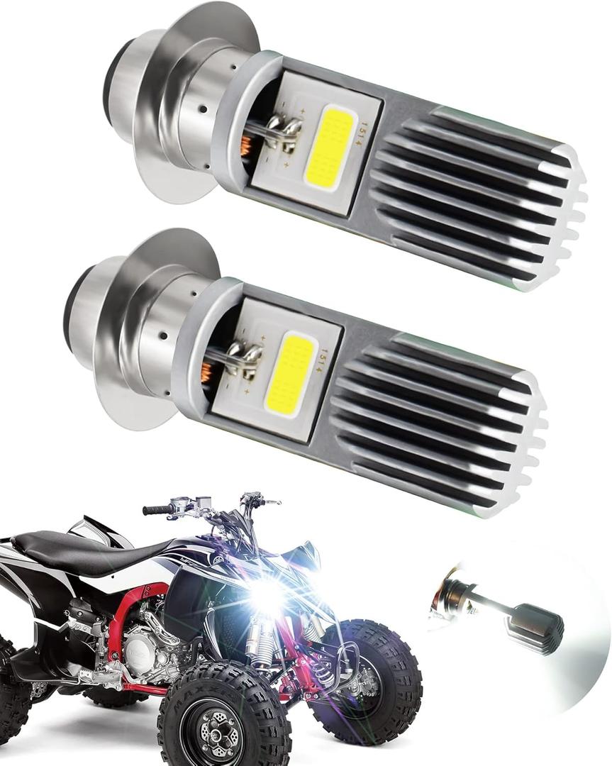 YEORO 2Pcs H6M LED Bulb,AC/DC 9-85V P15D Motorcycle Headlight Bulb Hi/Lo Beam 2xCOB SMD Chips LED Lamps for ATV (2COB)