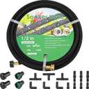 MAMIZO Soaker Hose Kit 50 ft 1/2", Solid Brass Connectors Rubber Longer Lasting, Heavy Duty Drip Hose to Save 70% Water, Soaker Hose for Garden, Lawn and Yard