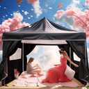 Yoyomax 8'x 8' Pop Up Canopy Instant Folding Gazebo, Outdoor Lightweight Gazebo Shade Tent with Sidewalls and Windows Sun Protection, Ideal for Patio-Backyard-Deck (Black)