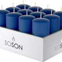 Simply Soson Votive Candles Bulk, 24 Blue Votive Candles, 10 Hours Burn time, Small Candle, Bulk Candles, Unscented Candle, Votives for Wedding, Birthday, Holiday & Home Decoration (24 pack - Without Glass)