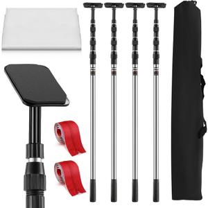 10FT Dust Barrier Poles, 4 Pack Spring Retractable Zipper Wall Poles for Dust Barrier System with 2 Heavy-Duty Zippers & Plastic Film, for Interior Decoration, Remodeling & Isolation Work