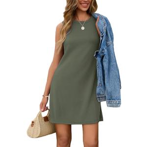 Sampeel Dresses for Women 2025 Casual Summer Sundresses Sleeveless Tank Dress Fashion Outfits (Green, S)