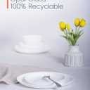 7.5 inch Ribbed Salad Appetizer Plate Set of 6, Opal Glass Round Small White Plates for Dessert, Kitchen, Dishwasher and Microwave Safe