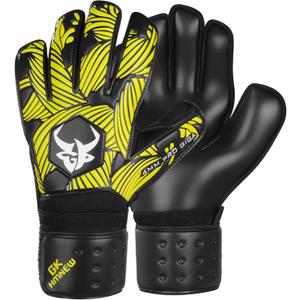 Soccer Goalkeeper Goalie Gloves Extreme Strong Control and Grip with Finger Protection High Performance Pro-Level Goalie Glove Anti-Slip Latex Palm Breathable Comfortable for Kids Youth Adult (8, Yellow)