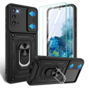 Gritup for Samsung Galaxy-S20 Case [6.2 in] with Slide Camera Cover & [HD Screen Protector×2],360°Rotation Ring Kickstand [Military Grade] (Black)