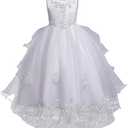 Flower Girl's Dress Princess Puffy Tulle Dresses Bridesmaid Wedding Communion Birthday Party Pageant Maxi Prom Gown for Kids, Size 120