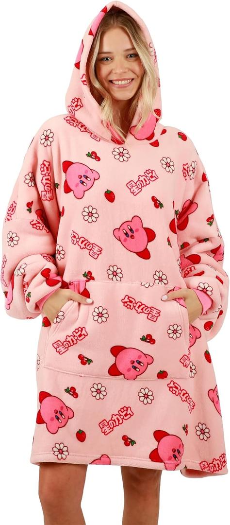 Adult Kirby Oversized Hoodie Blanket Wearable Blanket-OSFA