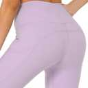 Buttery Soft Tummy Control Workout Leggings with Pockets for Women High Waisted Athletic Yoga Pants (Purple, L)