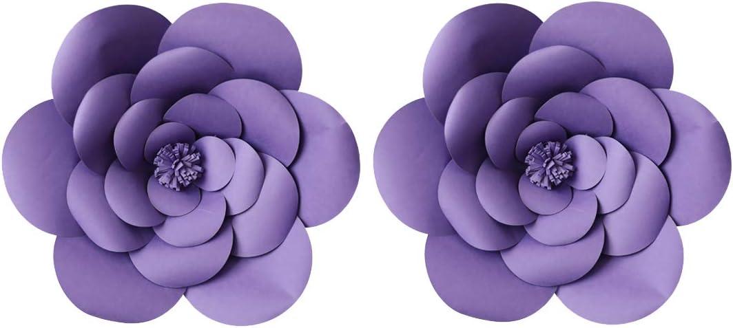 2pcs 16inch Purple Paper Flower Backdrop Decoration Party Paper Flower Wedding Rose Flower Wall Backdrop DIY Paper Handmade Craft for Nursey,Baby Shower,Birthday,Home Decor (16inch, Purple)