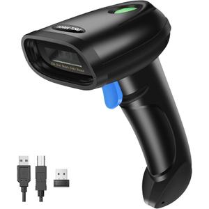Bluetooth 1D&2D Barcode Scanner, 3-in-1 Bluetooth & USB Wired & 2.4G Wireless QR Barcode Reader, PDF417 Data Matrix Handheld Bar Code Scanner Work with Windows, Android, iOS (TM-10B)