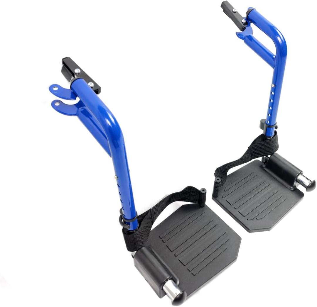 Blue Streak Wheelchair footrest Replacement,Economy Footrest for Wheelchairs and Transport Chair, Composite Footplates and Heel Loops,Universal Swing-Away Footrests, T93, PH-SF(1 Pr, Blue)