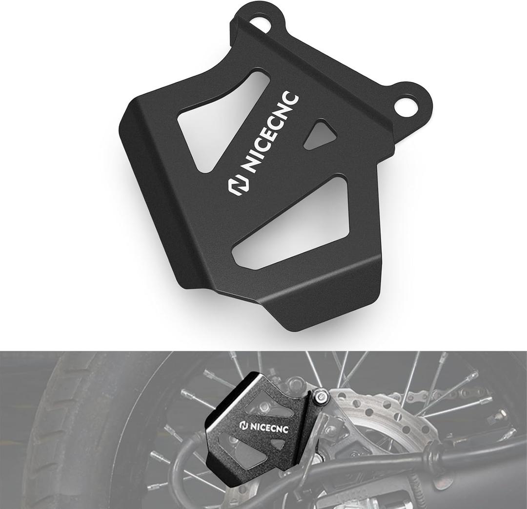 NICECNC CNC Rear Brake Caliper Protection Plate Compatible with Kawasaki KLR650 2008-2024, Back Brake Caliper Cover Shield, Anodization, Aluminum, Black