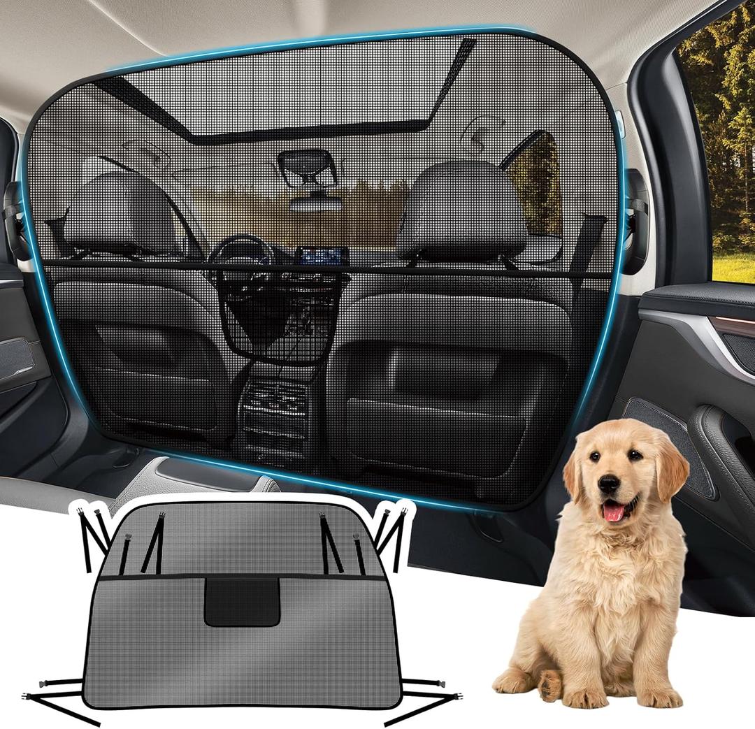 Dog Car Barrier Behind Front Seat, 61.4" Wide Car Pet Barrier One-Piece Design, Dog Car Divider Back Seat Barrier for Full-Sized SUV, Large Car and Pickup