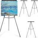 Falling in Art Aluminum Flip Chart Display Easel Stand with Adjustable Floor for Boardroom, Whiteboard, Paper Pads, Signage, 63 1/2'' High, Black 4 PACK