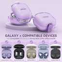 Inesore for Samsung Galaxy Buds FE Case/Galaxy Buds 2/Pro/Galaxy Buds Live,with Safety Lock Housing,Accessories with Keychain/Silicone Wrist Strap - Purple