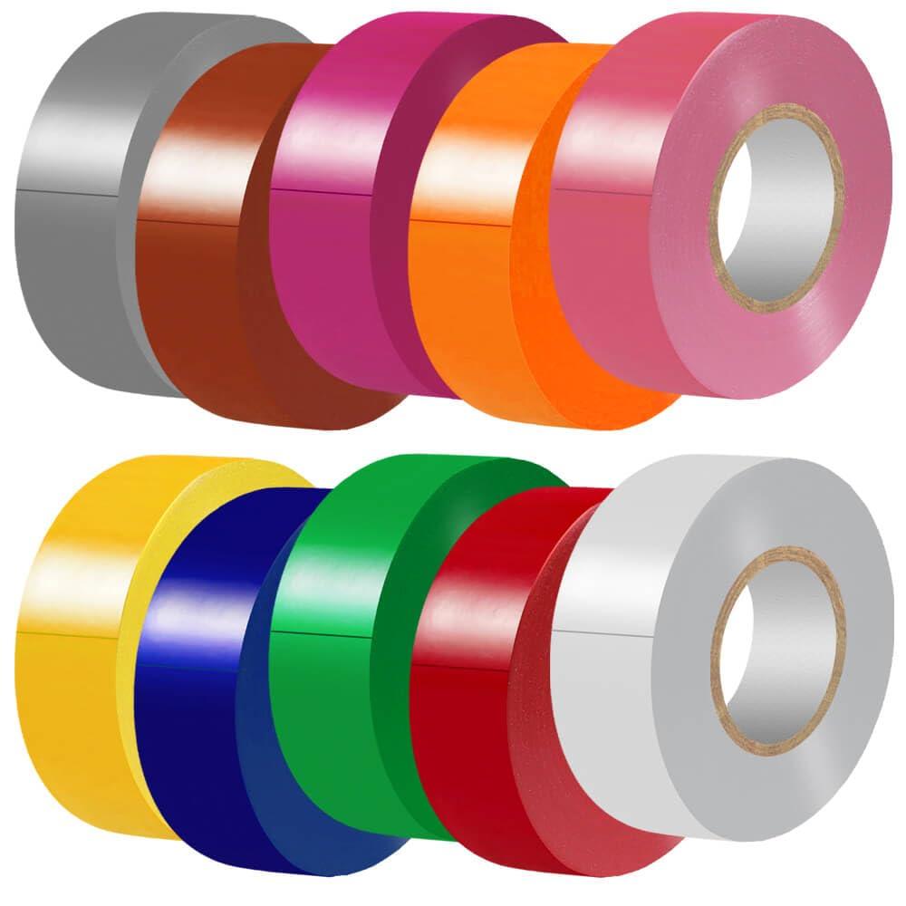 LYLTECH Electrical Tape Matte Rainbow 10 Colors Pack 3/4-Inch by 60 Feet, Waterproof,Strong Adhesive, Durable, Easy-Wrap