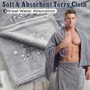2 x Tudomro 2 Pcs Men's Bath Wrap Towel Large Shower Adjustable Terry Body Spa Towel with Pocket After Shower Wrap for Men Gift Spa College Bath Dorm Room Gym(Grey, White)