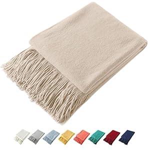 Homiest Decorative Knitted Throw Blanket with Fringe Soft & Cozy Tassel Blanket for Couch Sofa Bed (Baby Blue,50x60)