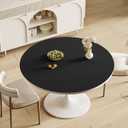 Modern Round Table Mat Protector Waterproof & Heat Resistant Table Cover for Dining Table & Coffee Table, Non-Slip Easy Clean Desk Mat, Cover Table Pad for Home Kitchen & Parties (Black 35.4" 35.4")