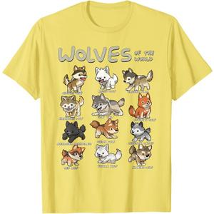 Chibi Wolf Wolves Animals of The World Wolf Lover T-Shirt, M