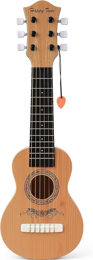 23" Acoustic Guitar, Kids 6 String Toy Guitar - Realistic Steel Strings - Beginner Practice First Musical Instrument for Children, Toddlers (Natural), Miniature