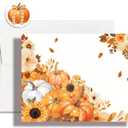 Aorailep 10 Pack Fall Thank You Cards With Envelopes and Stickers Orange White Pumpkin Blank Note Cards for Thanksgiving Harvest Party Wedding Baby Bridal Shower