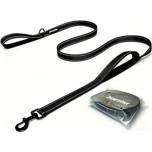 Heavy Duty Dog Leash - 2 Handles by Padded Traffic Handle for Extra Control, 6foot Long - Perfect for Medium to Large Dogs (6 ft, Black)