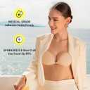 Niidor Adhesive Bra Strapless Sticky Invisible Push up Silicone Bra for Backless Dress with Nipple Covers Nude(B Cup)