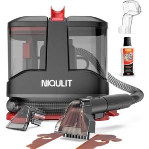 Portable Carpet and Upholstery Cleaner, 15Kpa Spot Cleaner Machine for Pets, Stain Remover for Sofa, Area Rugs, Couches and Car, Carpet Cleaning Machine with Dual Brush Heads & Self-Cleaning System (RedBlack)