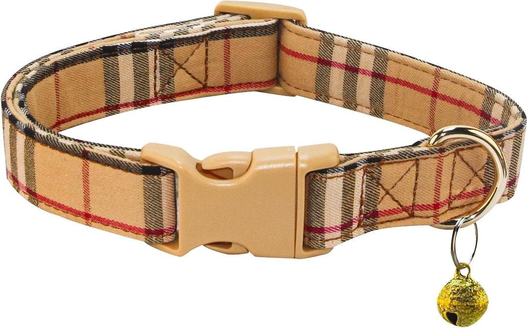 Dog Bowtie Collars, Cute Soft Velvet Dog Collar with Bow Tie, Safety Metal Buckle, Adjustable Collars for Boy and Girl Dogs Pets. (dark beige)