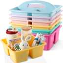 6 Pack Plastic Classroom Organizer Caddy with Handle, Pastel