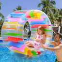 Zcaukya 65"/47" Giant Inflatable Wheel Roller, Colorful Water Rolling Wheel Float for Kids Summer Swimming Pool Parties, Rolling on The Lawn, Indoor Outdoor Fun Toys for Games Supplies