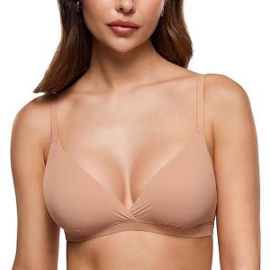INLYRIC Women's Inbarely Triangle Bralette Comfortable Unlined V Neck Wireless Smoothing Bra Top Stretch XL