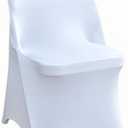 100 Pcs White Folding Chair Cover Washable Removable Universal Fitted Chair Cover Protector for Wedding Party Banquet Holidays Celebration Decoration Chair Covers, 16.5"D x 15.6"W x 30.3"H