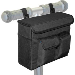 Mobility Scooter Bag,Mobility Scooter Caddy  Convenient Organizer Pouch with 14 Inches Laptop Pocket and 2 Cup Holders (Black)