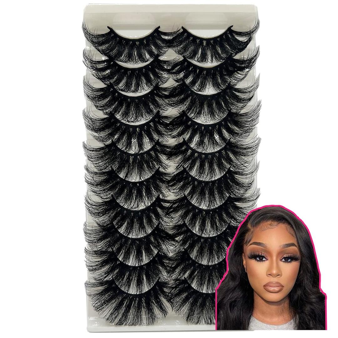 25 MM Lashes Mink Fluffy Thick Dramatic Lashes Pack Wispy 25MM Long False Eyelashes Mink Wholesale Volume Mink Fake Lashes Bulk
