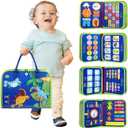 Toddler Busy Board - Montessori Toys for 1-3 Year Old Boy Birthday Gift, Educational Learning Sensory Busy Book for Two Year Old Boys, Kids Ages 2-4 Activities Toy for Airplane Car Travel (Blue)