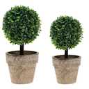Woration Artificial Green Grass Ball Potted Fake Shrubs Big & Small Ball Plant Decoration Faux Small Boxwood Topiary Home Office Desk Table Room, 2 Pack