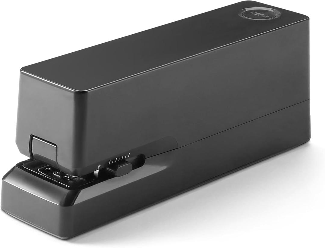 Amazon Basics Electric Automatic Stapler for Desk, 25 Sheet Capacity, No Jam Technology, Adjustable Staple Placement, Battery or AC Powered, Black