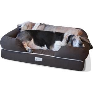 PetFusion Ultimate Dog Bed, Orthopedic Memory Foam, Multiple Sizes and Colors, Medium Firmness Pillow, Waterproof Liner, YKK Zippers, Breathable 35% Cotton Cover (36.0"L x 28.0"W x 9.0"Th, Brown)