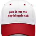 Put It On My Boyfriends Tab Hat, Funny Vintage Trucker Hats Adjustable Cap for Men Women Classic Baseball Cap