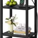 Creso hom Tall Nightstand with Fast Charging Station, 3 Tier Small Table Stand for Small Space, Skinny Side Table with Type C and USB Port, End Tables for Living Room, Bedroom, Office, Black