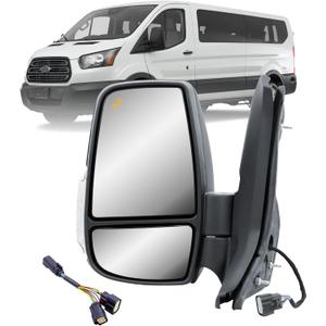 Driver Left Side Door Mirror Power Adjustment and Heated Glass With BLIS (Blind Spot Sensor) and Signal Light for Ford Transit T150 T250 T350 T350HD from 2010 to Onward