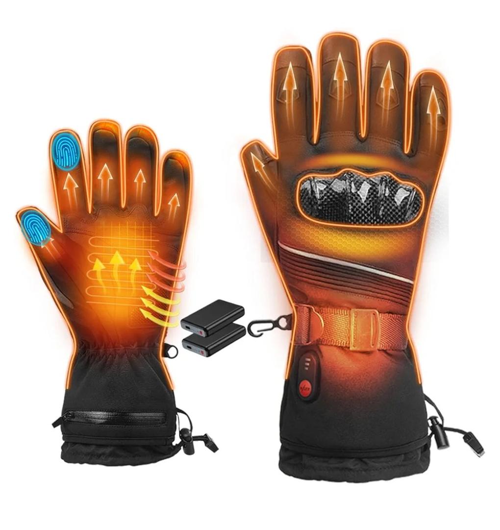 Heated Motorcycle Gloves for Men Women, 5V 5000mAh Rechargeable Battery, Upgraded Waterproof Windproof Non-Slip & Touchscreen Compatible, for Motorcycle Riding, Skiing, Hiking, Fishing, Hunting, Size: L