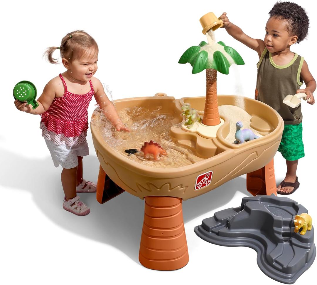 Step2 Dino Dig Sand and WaterTable, Kids Activity Sensory Playset, Summer Outdoor Toys, 7 Piece Water Toy Accessories, For Toddlers 2-5 Years Old, Large